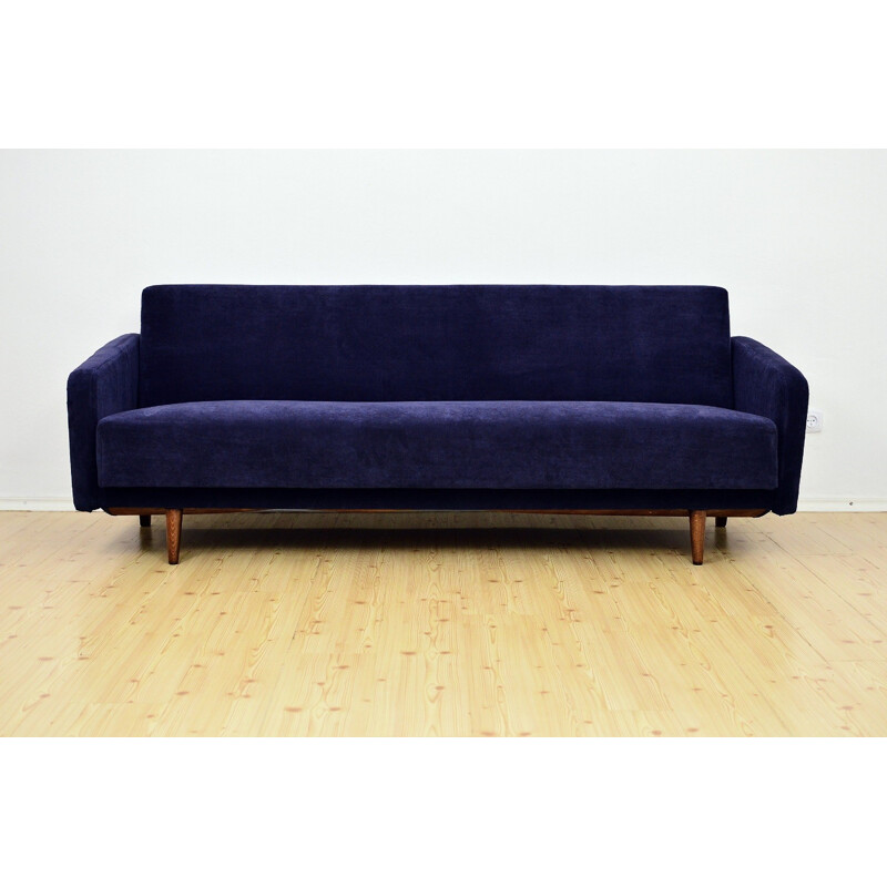 Vintage sofa bed in navy blue color - 1960s