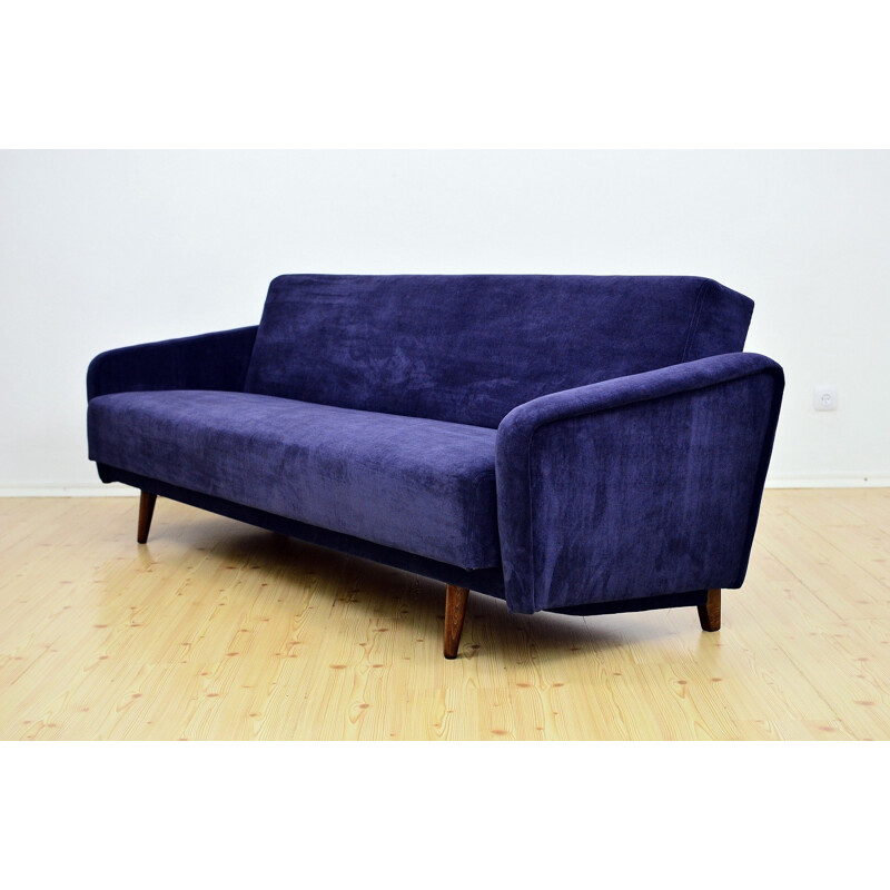 Vintage sofa bed in navy blue color - 1960s