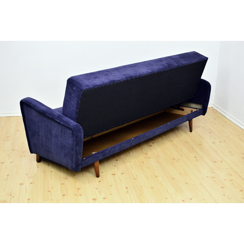 Vintage sofa bed in navy blue color - 1960s