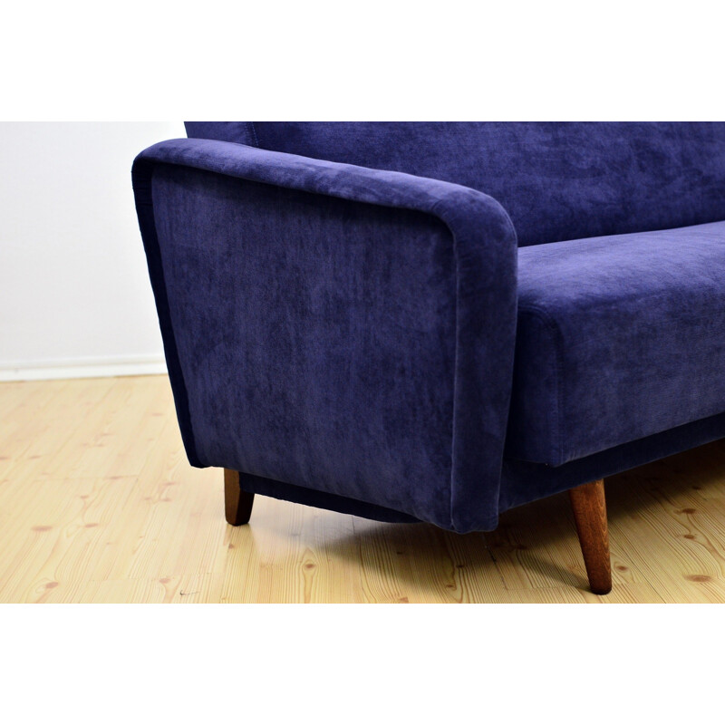 Vintage sofa bed in navy blue color - 1960s