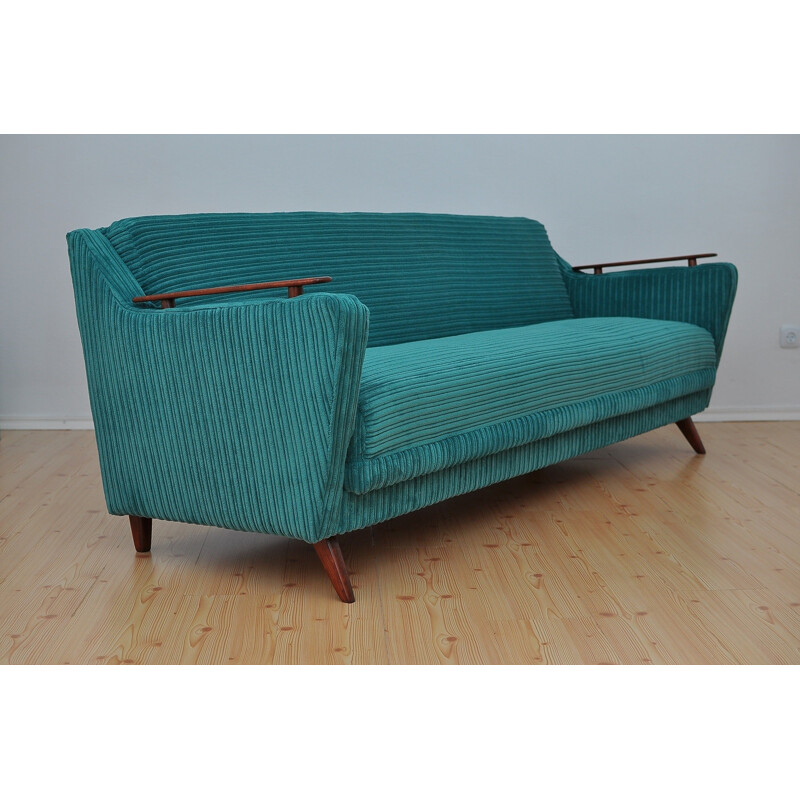 Vintage green 3 -seater sofa bed - 1960s