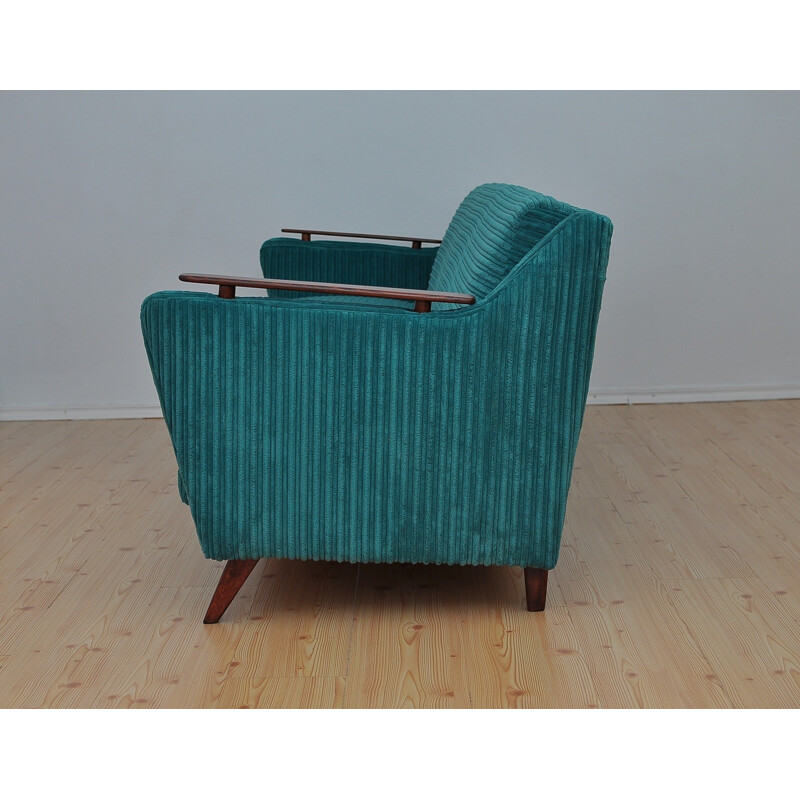 Vintage green 3 -seater sofa bed - 1960s