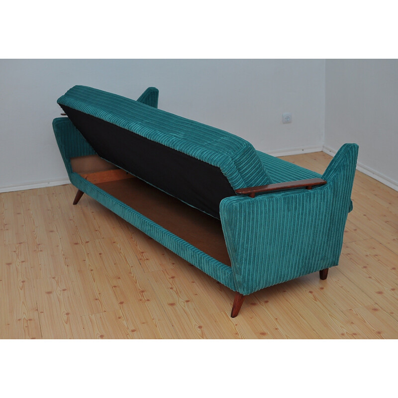 Vintage green 3 -seater sofa bed - 1960s