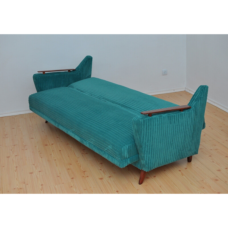 Vintage green 3 -seater sofa bed - 1960s