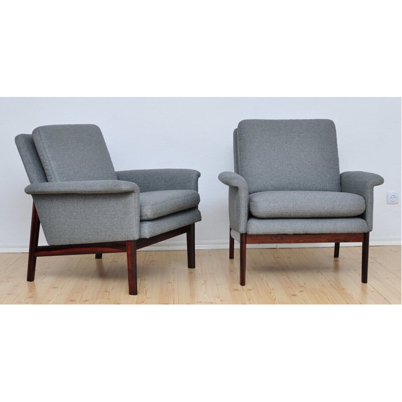 Pair of grey "Jupiter" Armchairs by Finn Juhl for France & Søn - 1960s