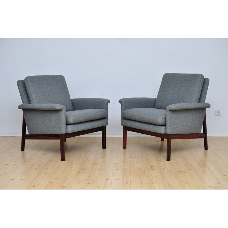 Pair of grey "Jupiter" Armchairs by Finn Juhl for France & Søn - 1960s