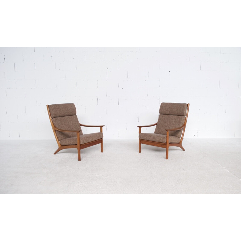 Vintage set of 2 armchairs in teak by Edvard Valentine for Fraska - 1950s