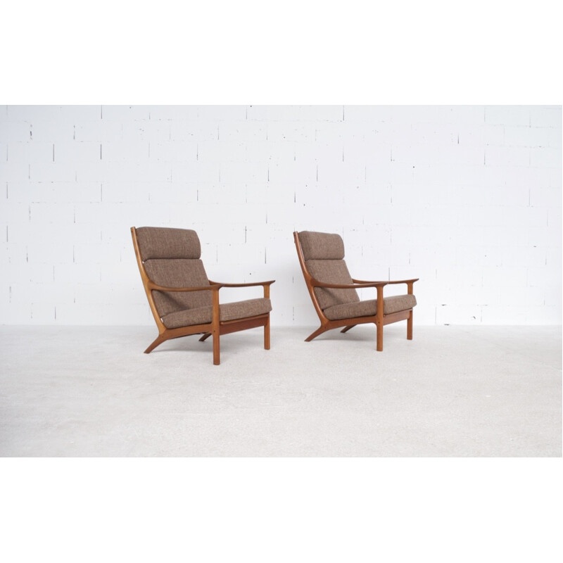 Vintage set of 2 armchairs in teak by Edvard Valentine for Fraska - 1950s