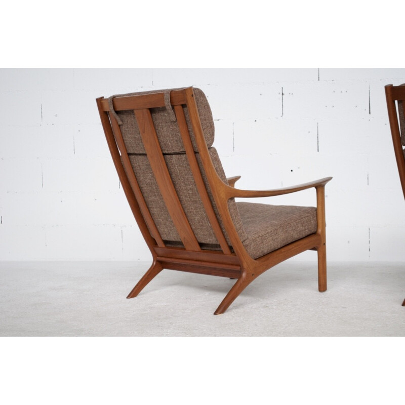 Vintage set of 2 armchairs in teak by Edvard Valentine for Fraska - 1950s