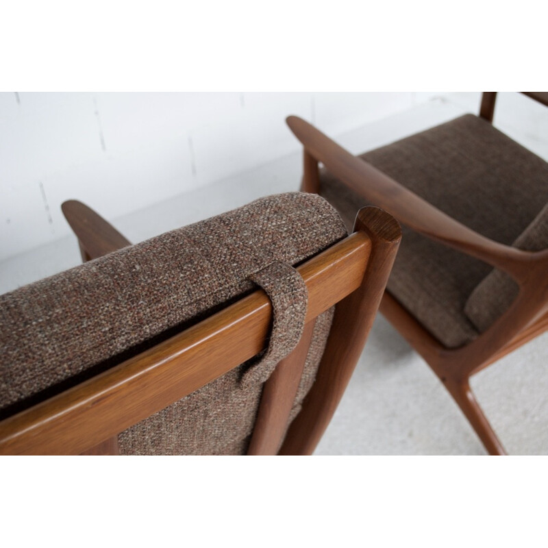 Vintage set of 2 armchairs in teak by Edvard Valentine for Fraska - 1950s