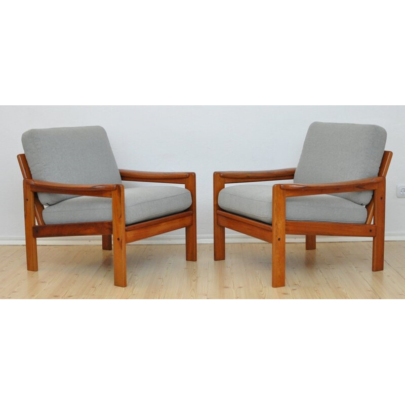 Set of 2 vintage teak armchairs - 1960s