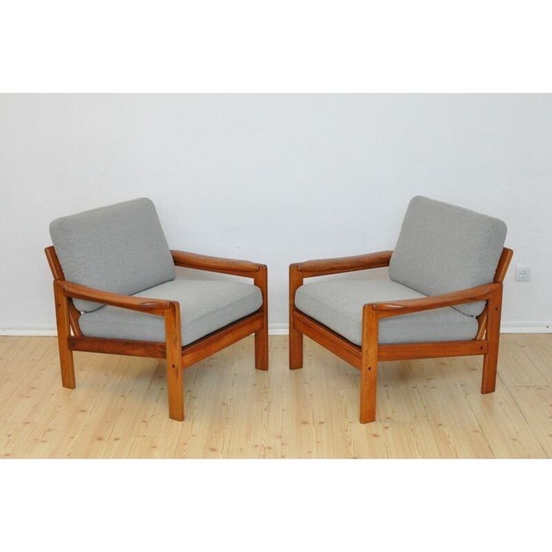 Set of 2 vintage teak armchairs - 1960s