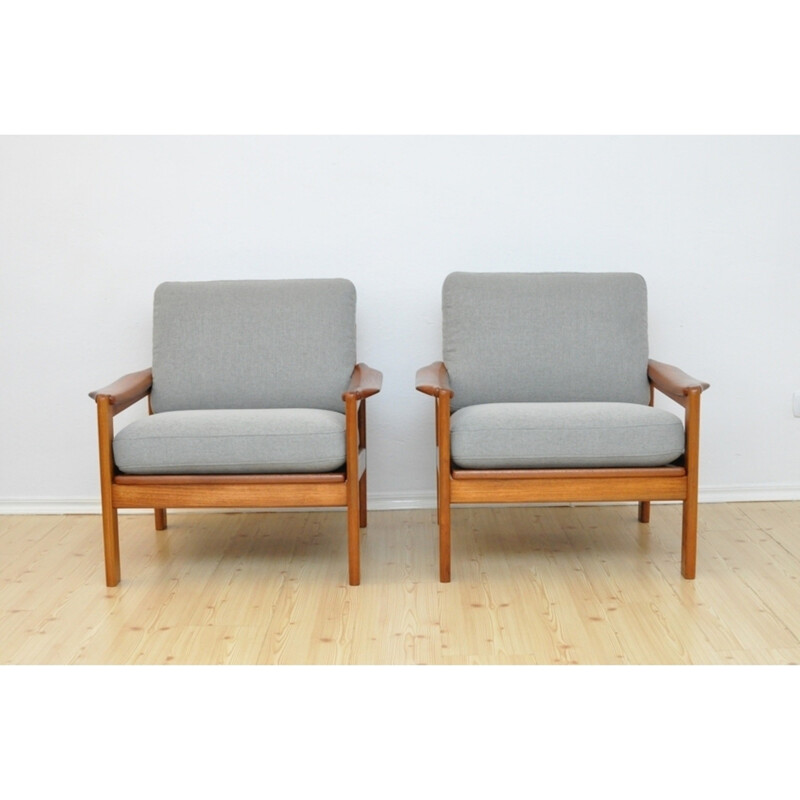 Set of 2 vintage teak armchairs - 1960s