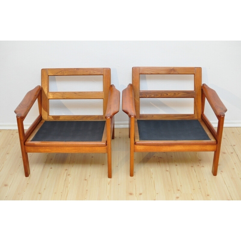 Set of 2 vintage teak armchairs - 1960s