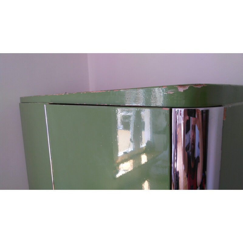 Vintage green and chrome cabinet by Rudolf Vichr, Czechoslovakia 1930