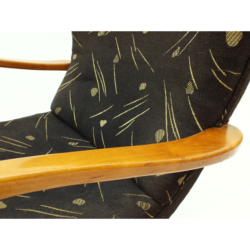 Vintage German Cherrywood Wingback Lounge Chair - 1950s