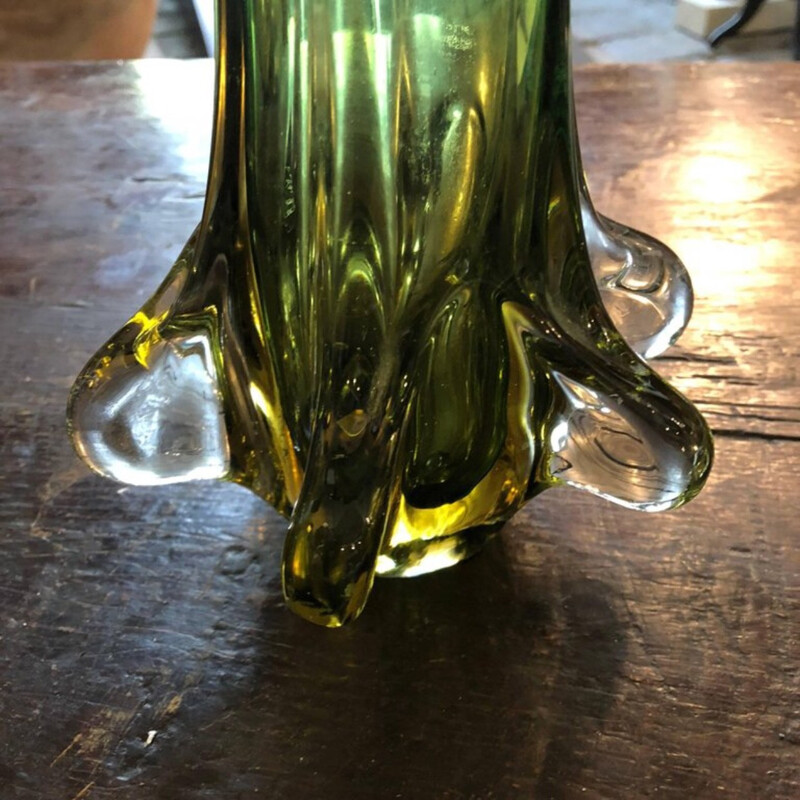 Vase italien vert en verre de Murano - 1960