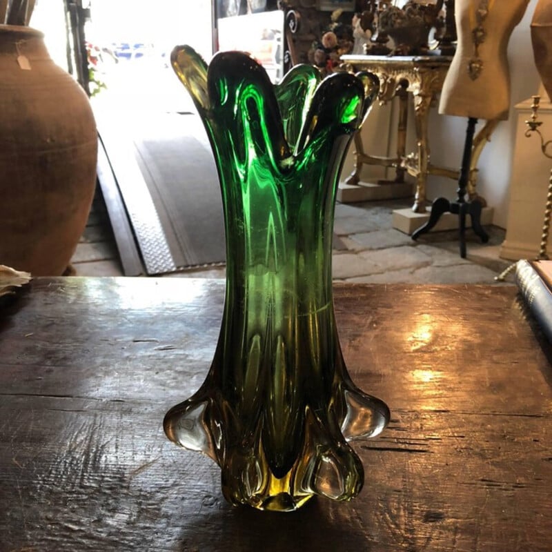 Vase italien vert en verre de Murano - 1960
