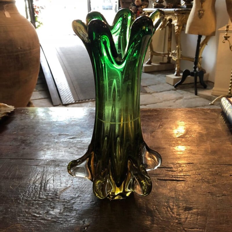 Green vintage Vase in Murano Glass - 1960s