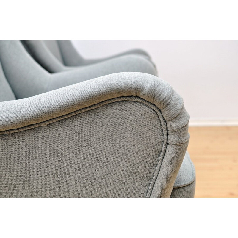 Pair of grey fabric vintage armchairs - 1950s