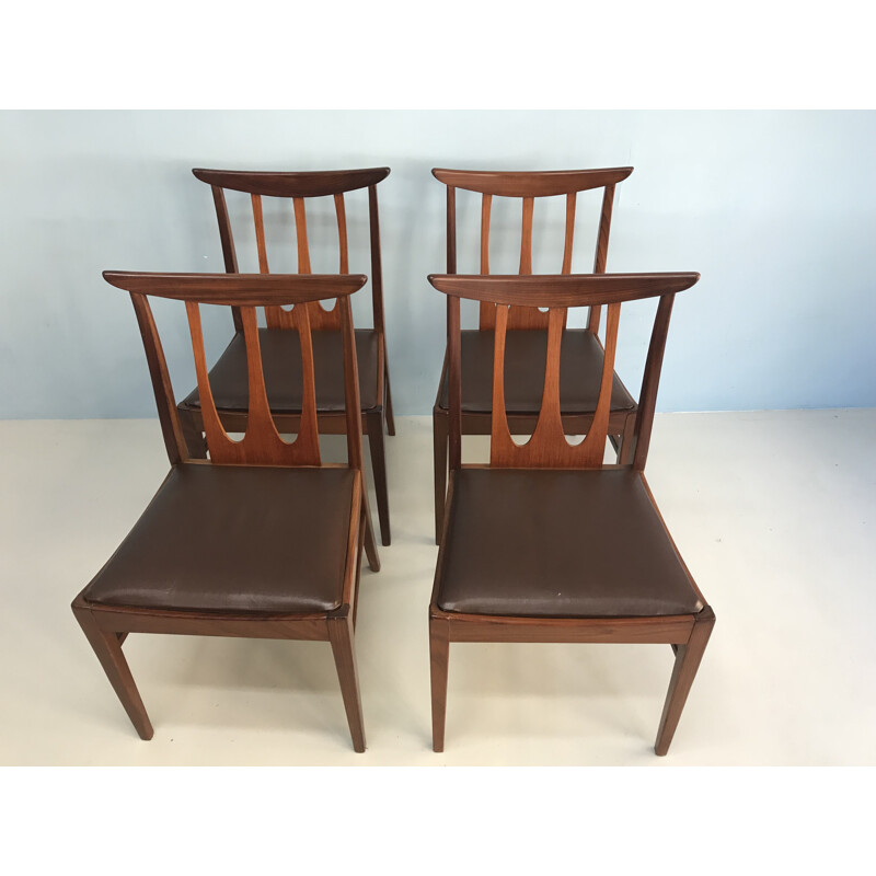 Set of 4 brown dining chairs in teak by  G-plan England - 1960s