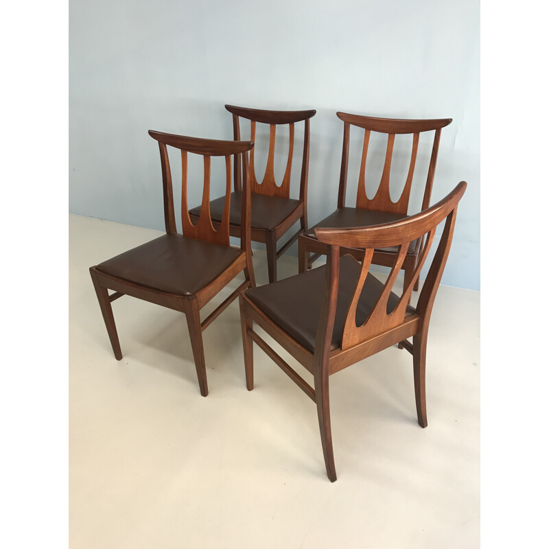 Set of 4 brown dining chairs in teak by  G-plan England - 1960s