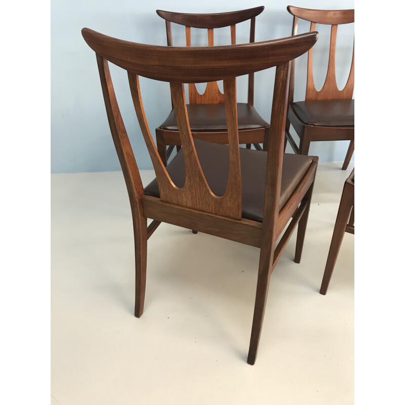Suite de 4 chaises à repas marrons en teck par G-plan England - 1960
