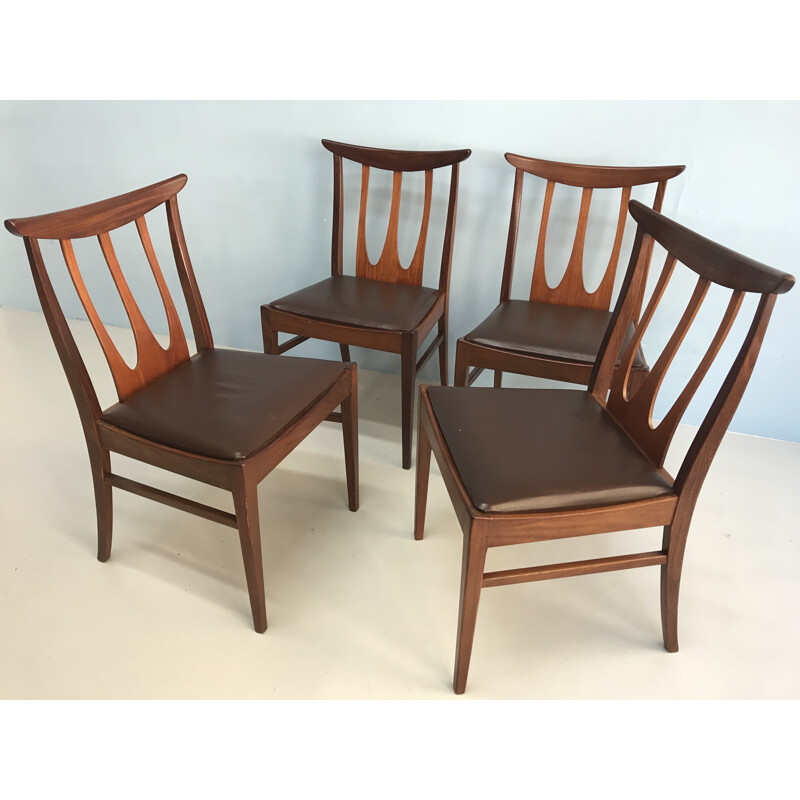 Set of 4 brown dining chairs in teak by  G-plan England - 1960s
