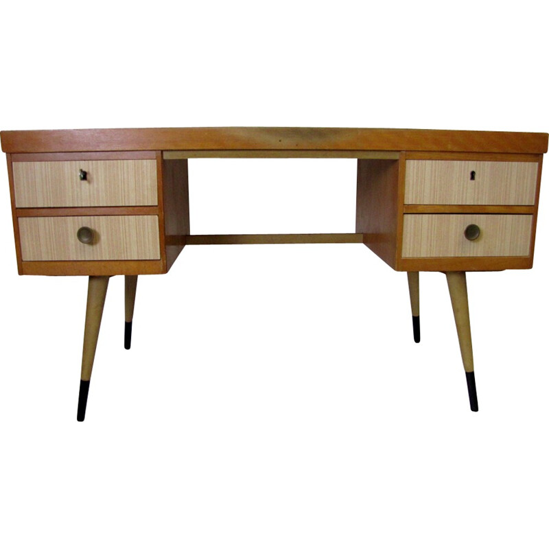 Vintage German desk in wood and formica by EKA Werk - 1950s