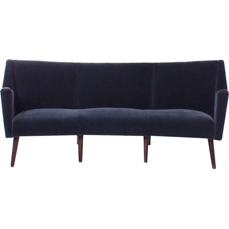 Vintage incurved 3-seater sofa in velvet - 1960s