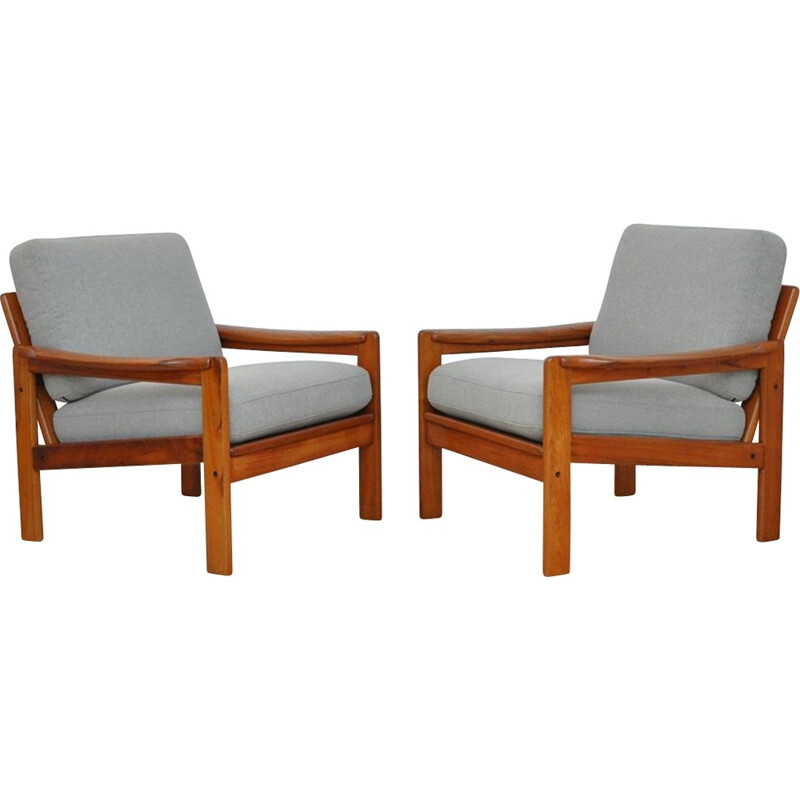 Set of 2 vintage teak armchairs - 1960s