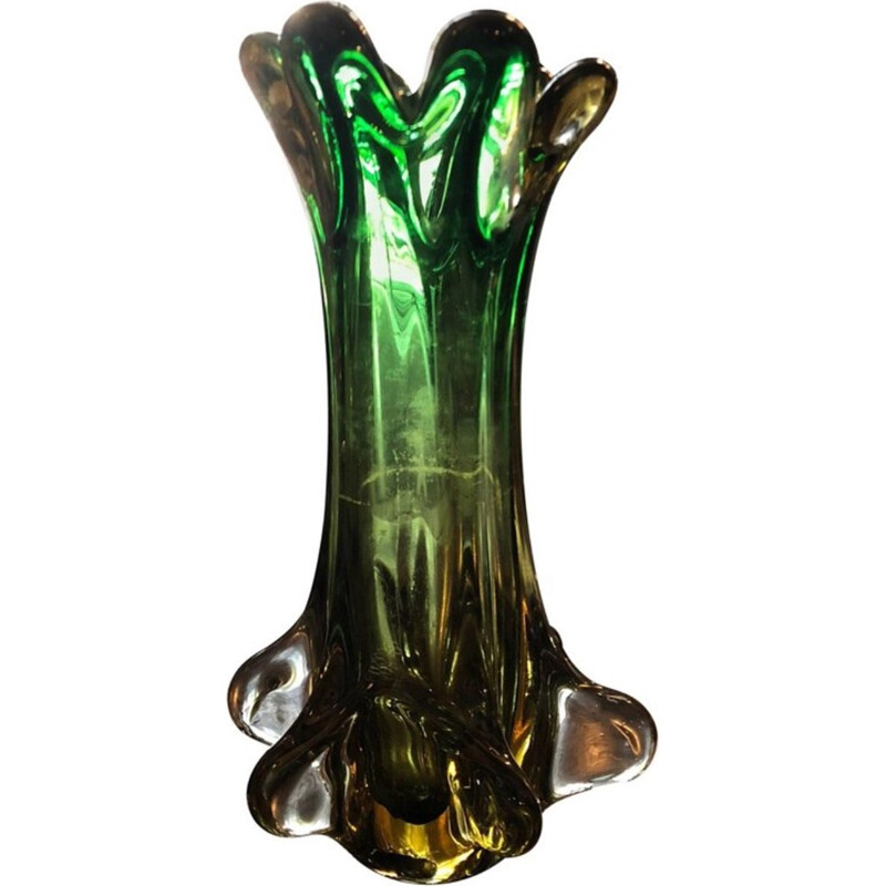 Green vintage Vase in Murano Glass - 1960s