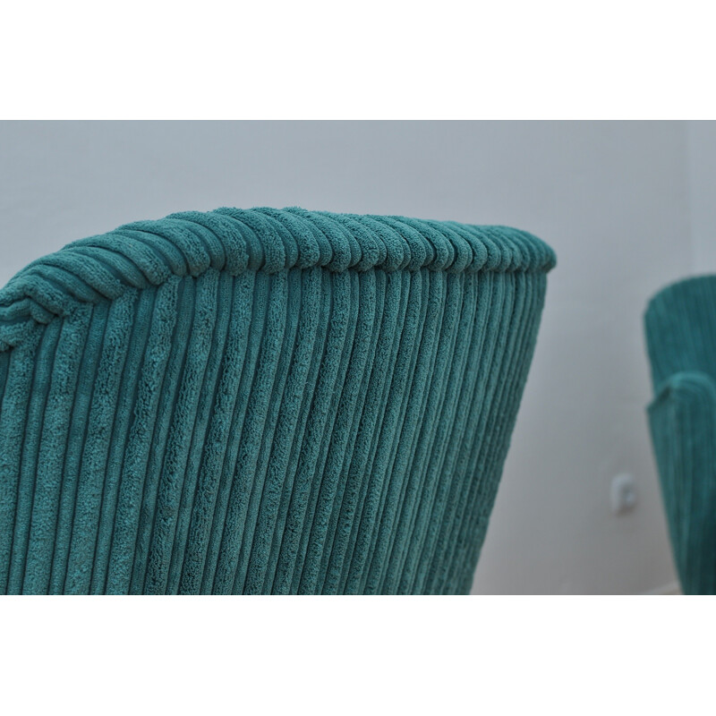 Set of 2 Green Vintage Armchairs - 1960s