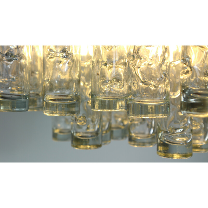 Doria Glass and brass Flush Mount Tube Chandelier - 1960s