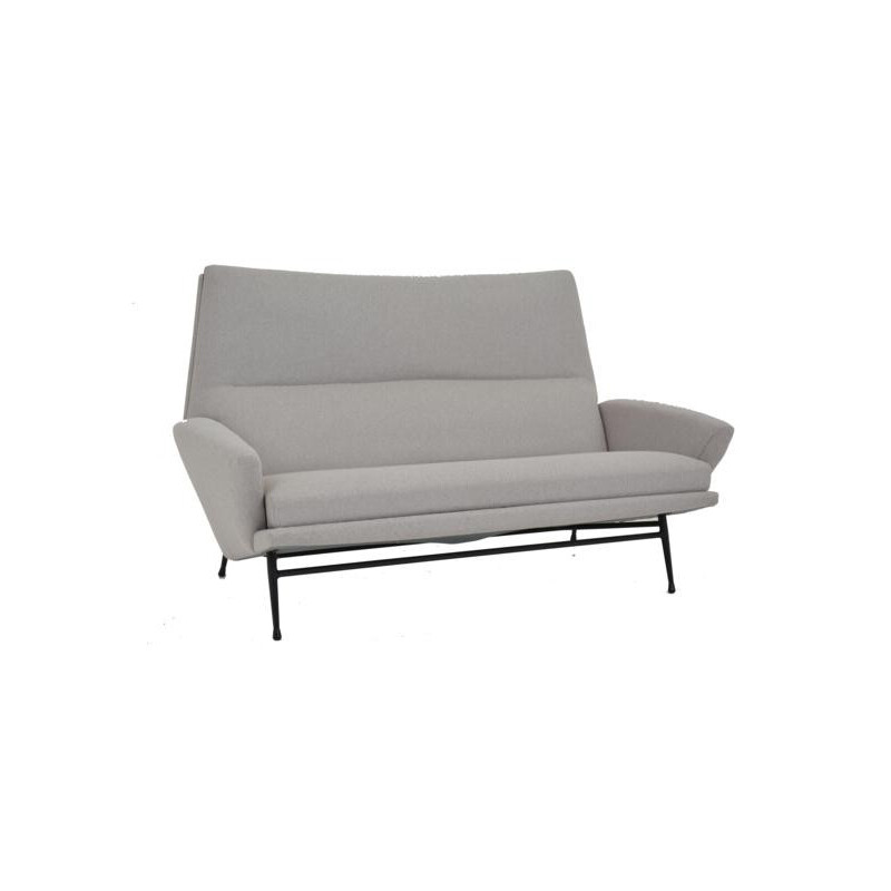 Vintage grey 2 seater sofa by Guy Besnard - 1960s