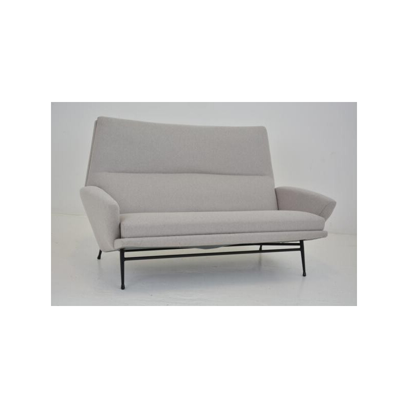 Vintage grey 2 seater sofa by Guy Besnard - 1960s