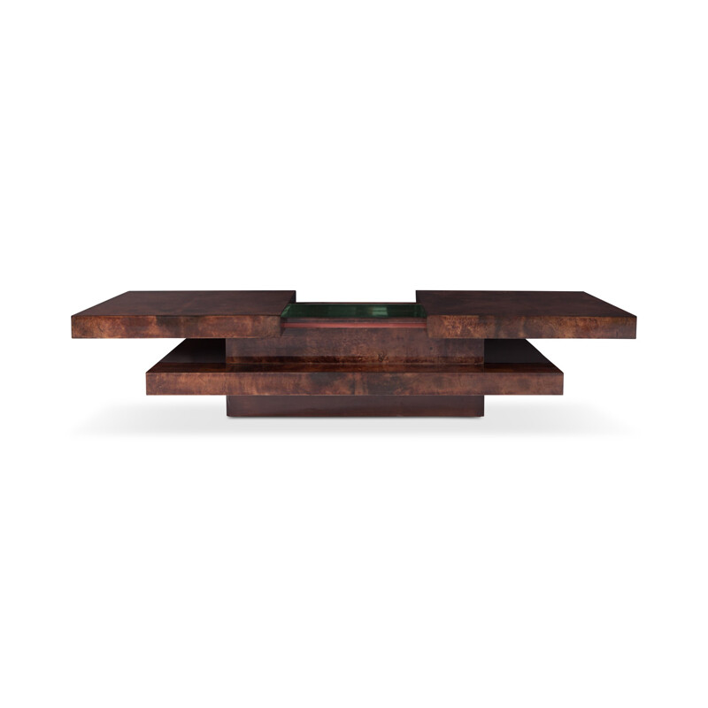 Aldo Tura Two Tier Sliding Coffee Table With Hidden Bar   - 1970s