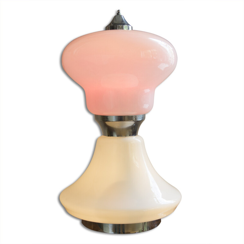 Lámpara de mesa de cristal vintage, Italia 1960