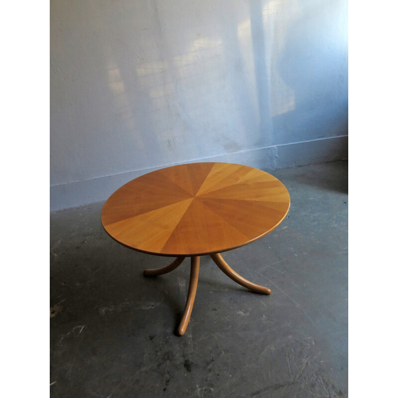 Vintage round coffee table in birchwood - 1960s