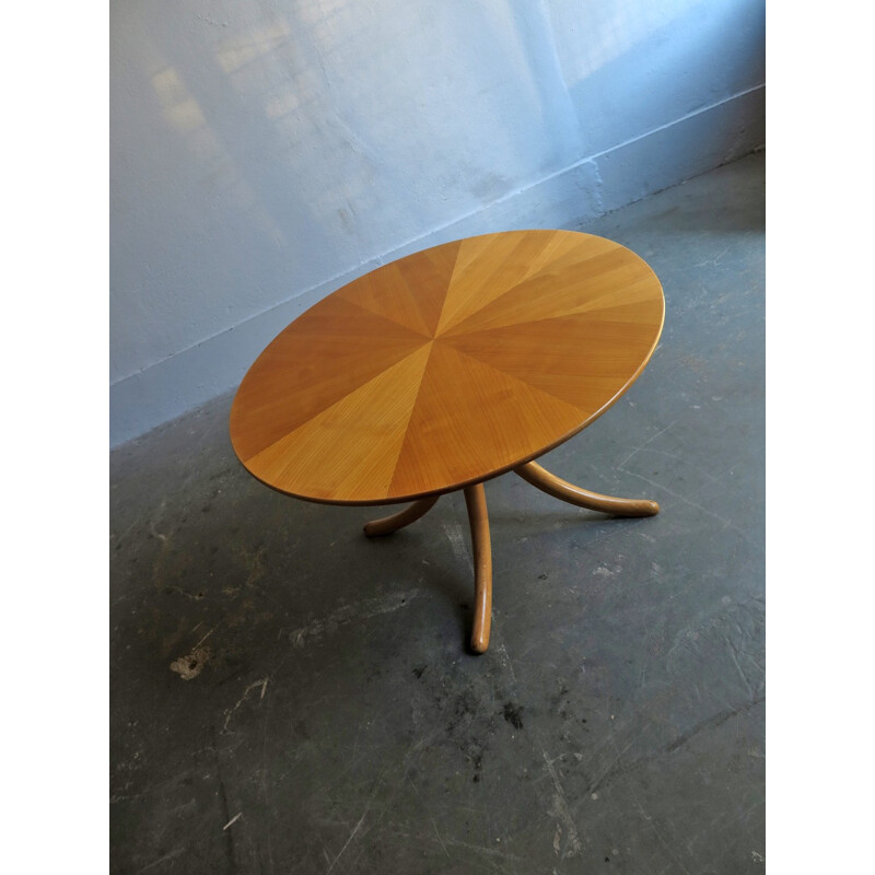 Vintage round coffee table in birchwood - 1960s