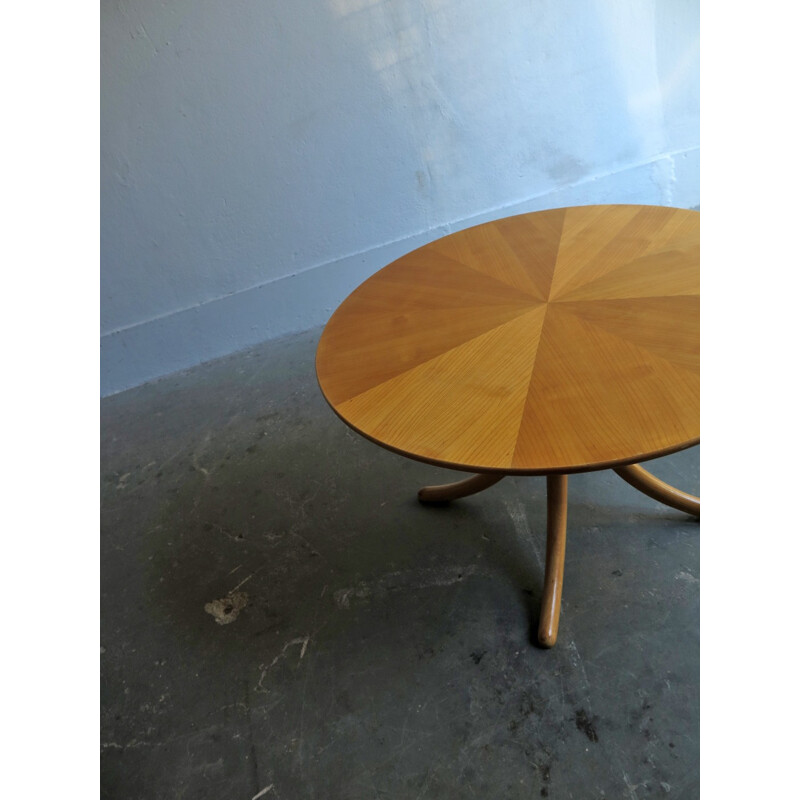 Vintage round coffee table in birchwood - 1960s