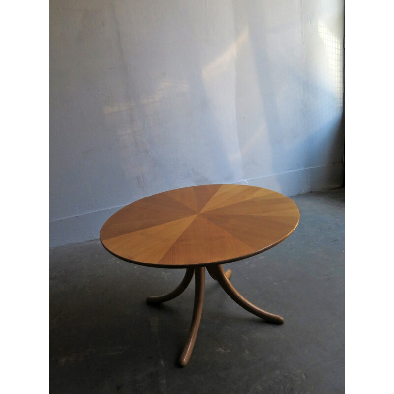 Vintage round coffee table in birchwood - 1960s