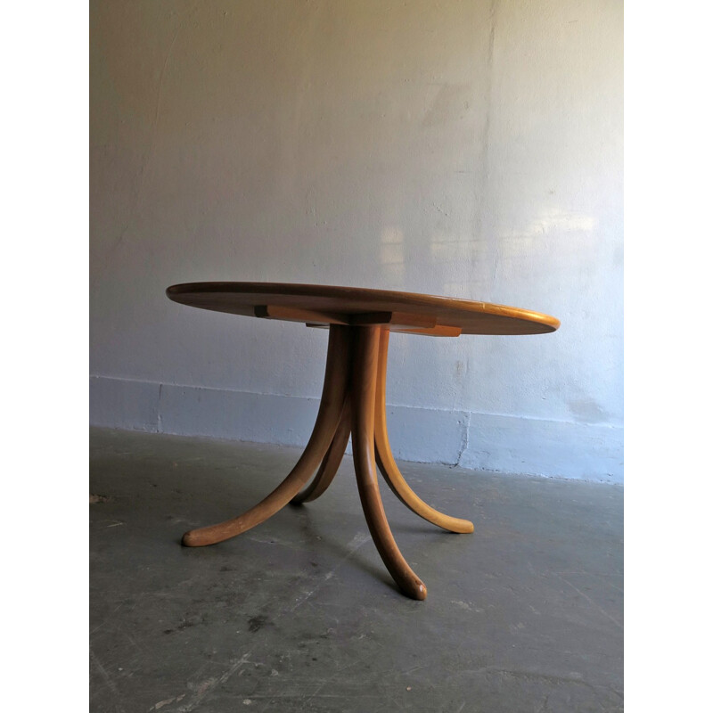 Vintage round coffee table in birchwood - 1960s