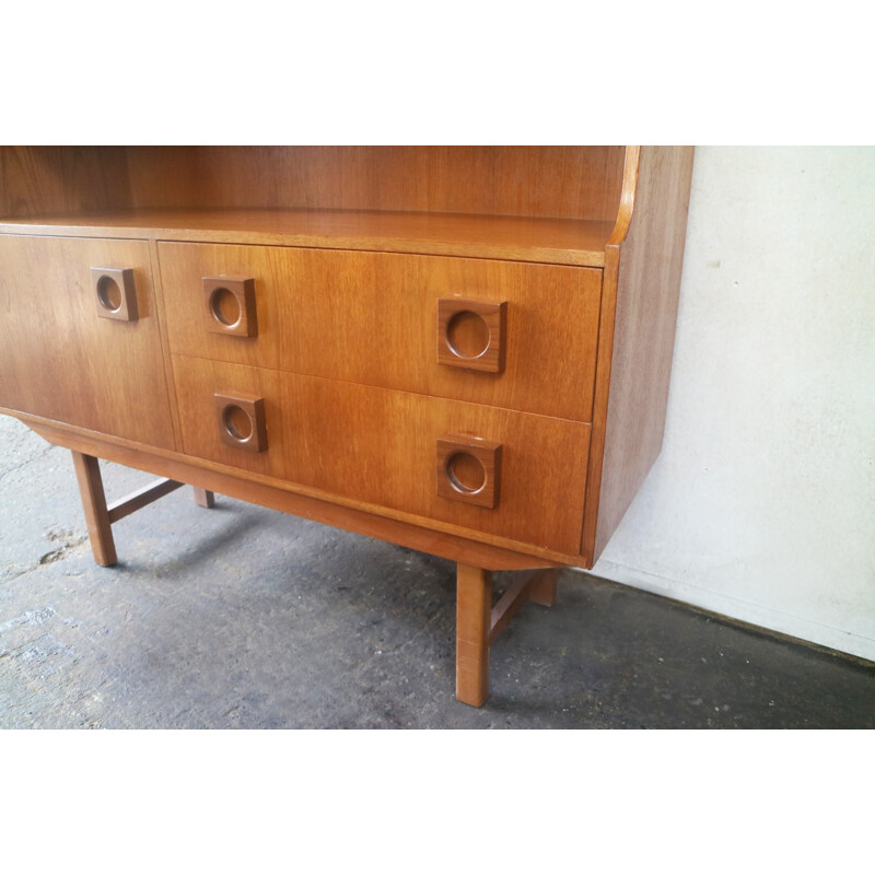 Vintage english highboard with bold handles - 1970s