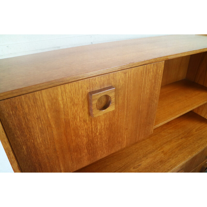 Vintage english highboard with bold handles - 1970s
