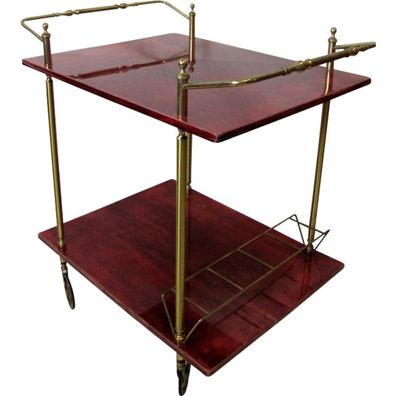 Vintage italian bar trolley by Aldo Tura - 1960s