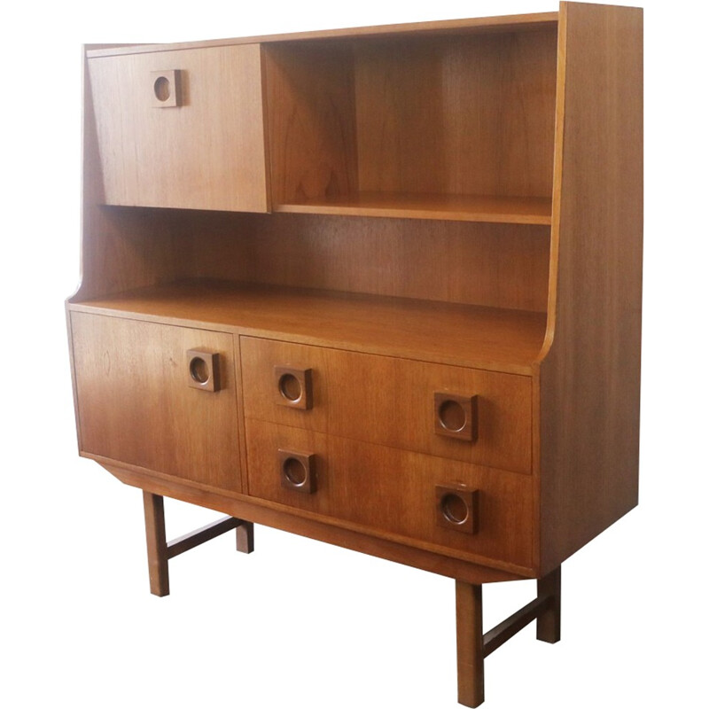 Vintage english highboard with bold handles - 1970s