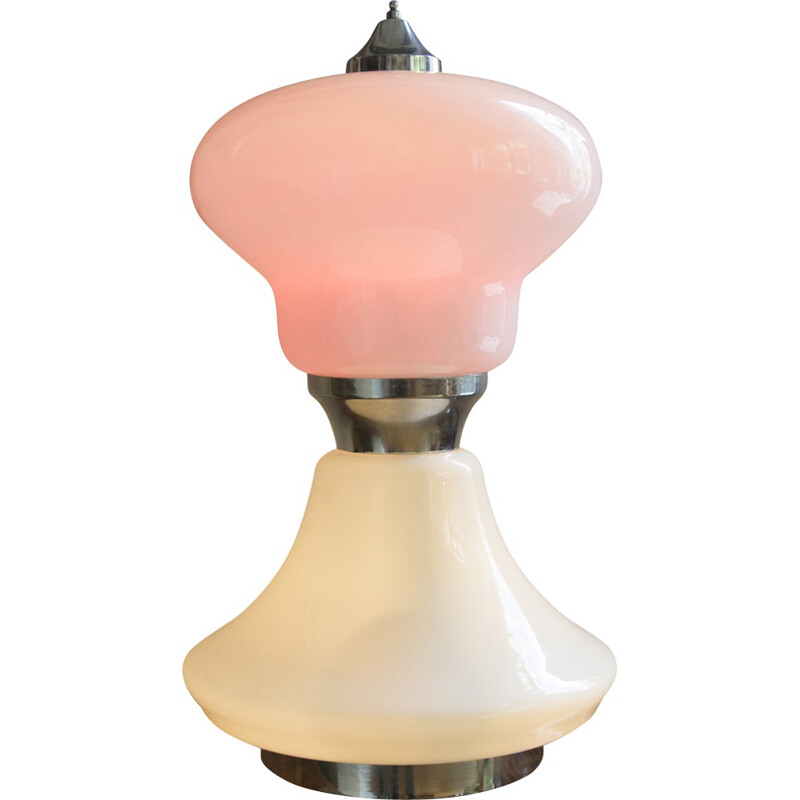 Lámpara de mesa de cristal vintage, Italia 1960