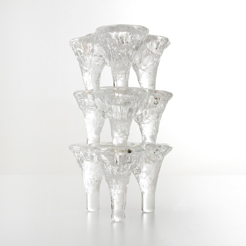 Set of 3 Candle Holders in Glass by Don Shepherd Blenko - 1970s