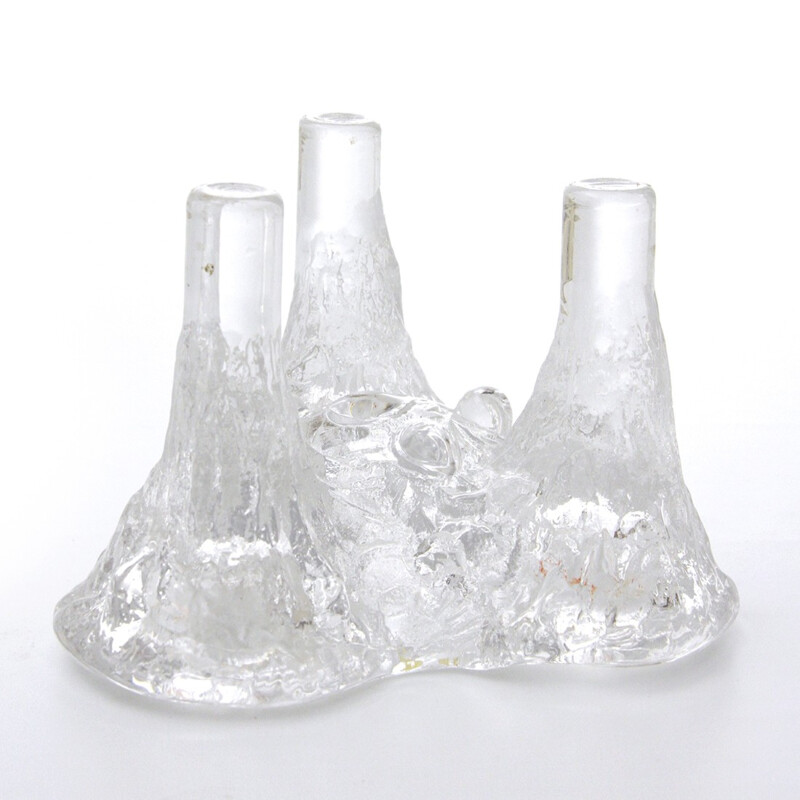 Set of 3 Candle Holders in Glass by Don Shepherd Blenko - 1970s